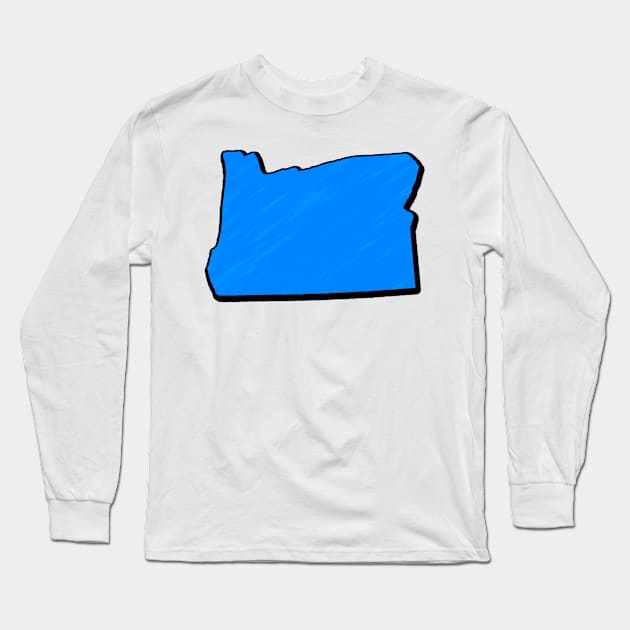 Bright Blue Oregon Outline Long Sleeve T-Shirt by Mookle